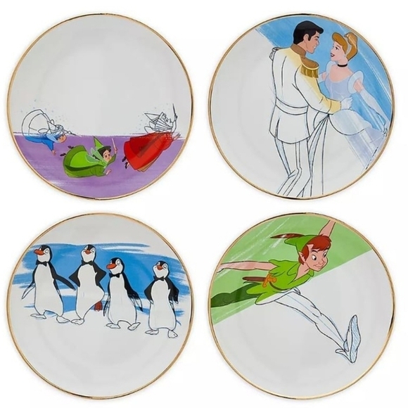 Disney Parks Ink & Paint Collection Salad Plate Set 4 Pack - Picture 6 of 6